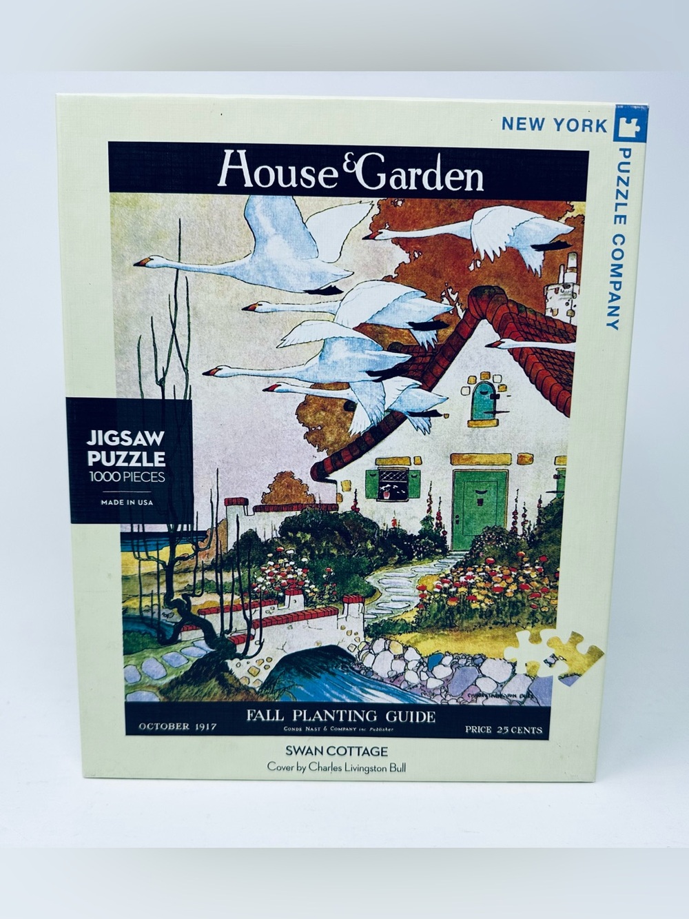 New York Puzzle Company House & Garden Swan Cottage 1917 Cover 1000 Piece Puzzle